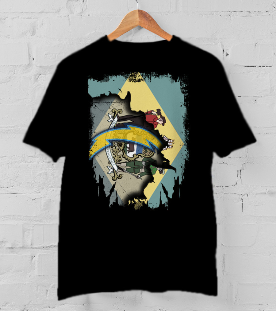 Together Delaware State Flag And Chargers Bolt T-Shirt