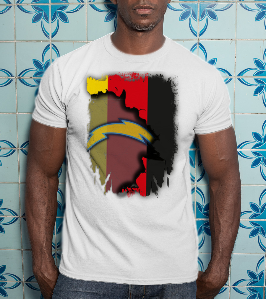 Germany Colors With Chargers Lightning Bolt Overlaid T-Shirt