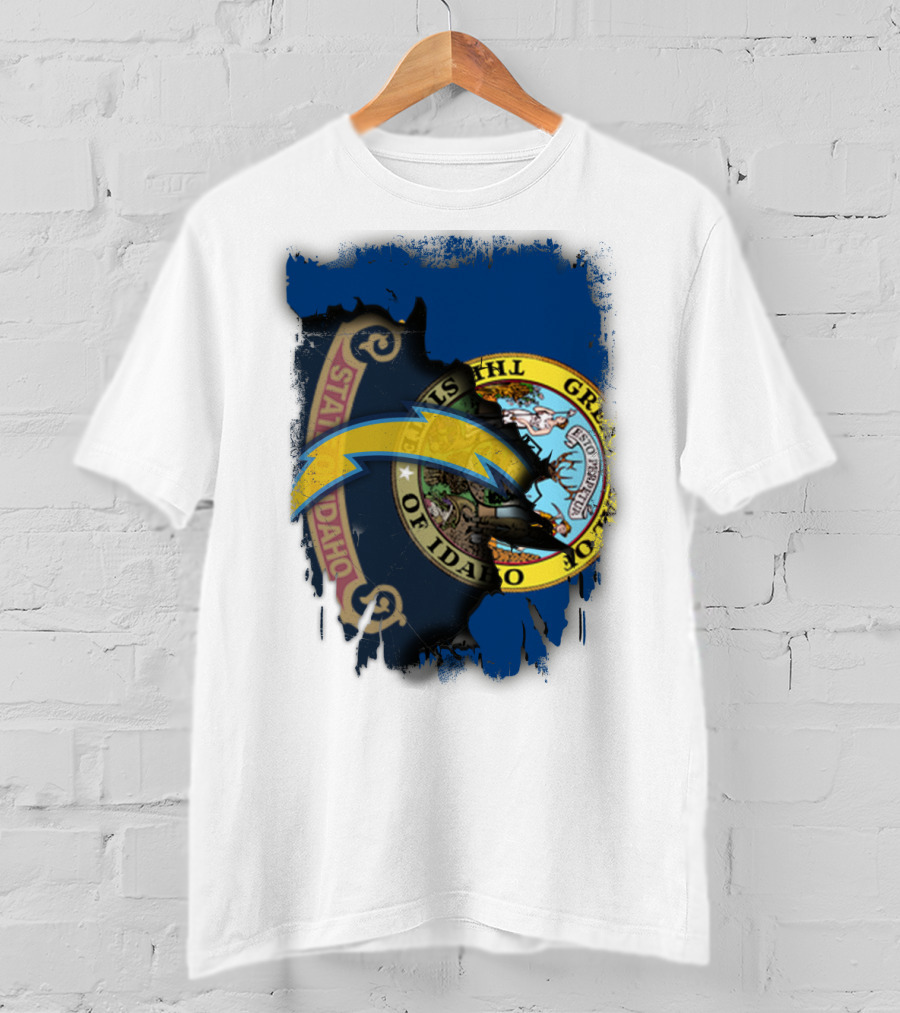 Idaho State Seal With Chargers Lightning Bolt T-Shirt