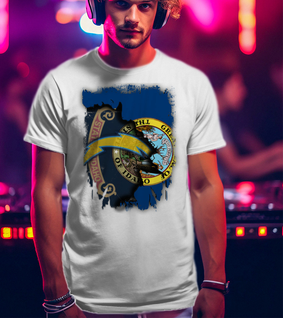 Idaho State Seal With Chargers Lightning Bolt T-Shirt