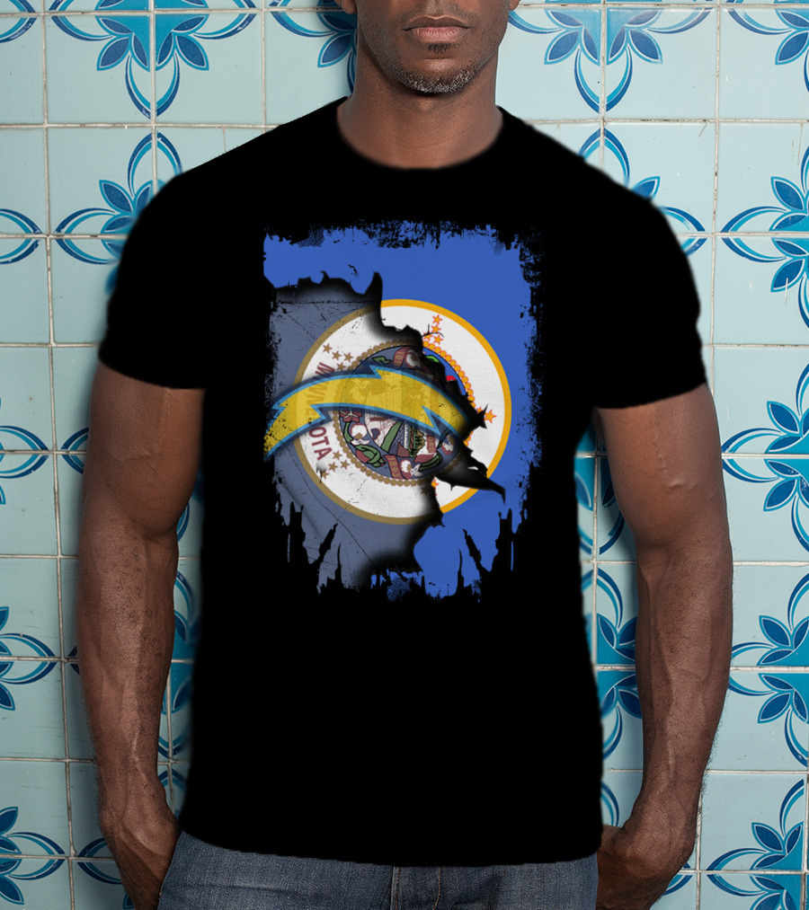 Together Minnesota With Chargers Logo Fusion T-Shirt
