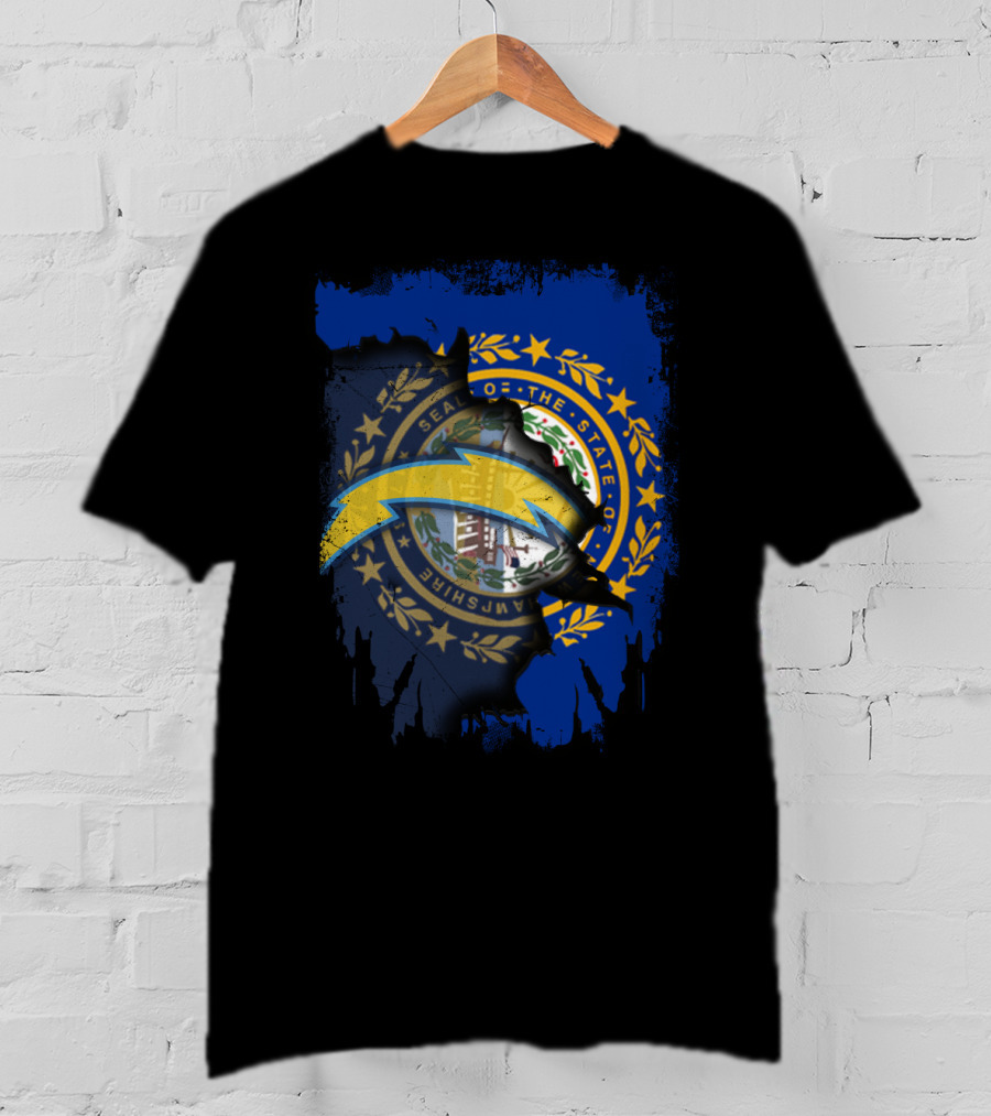 New Hampshire State Seal With Chargers Lightning Bolt Logo Integration T-Shirt