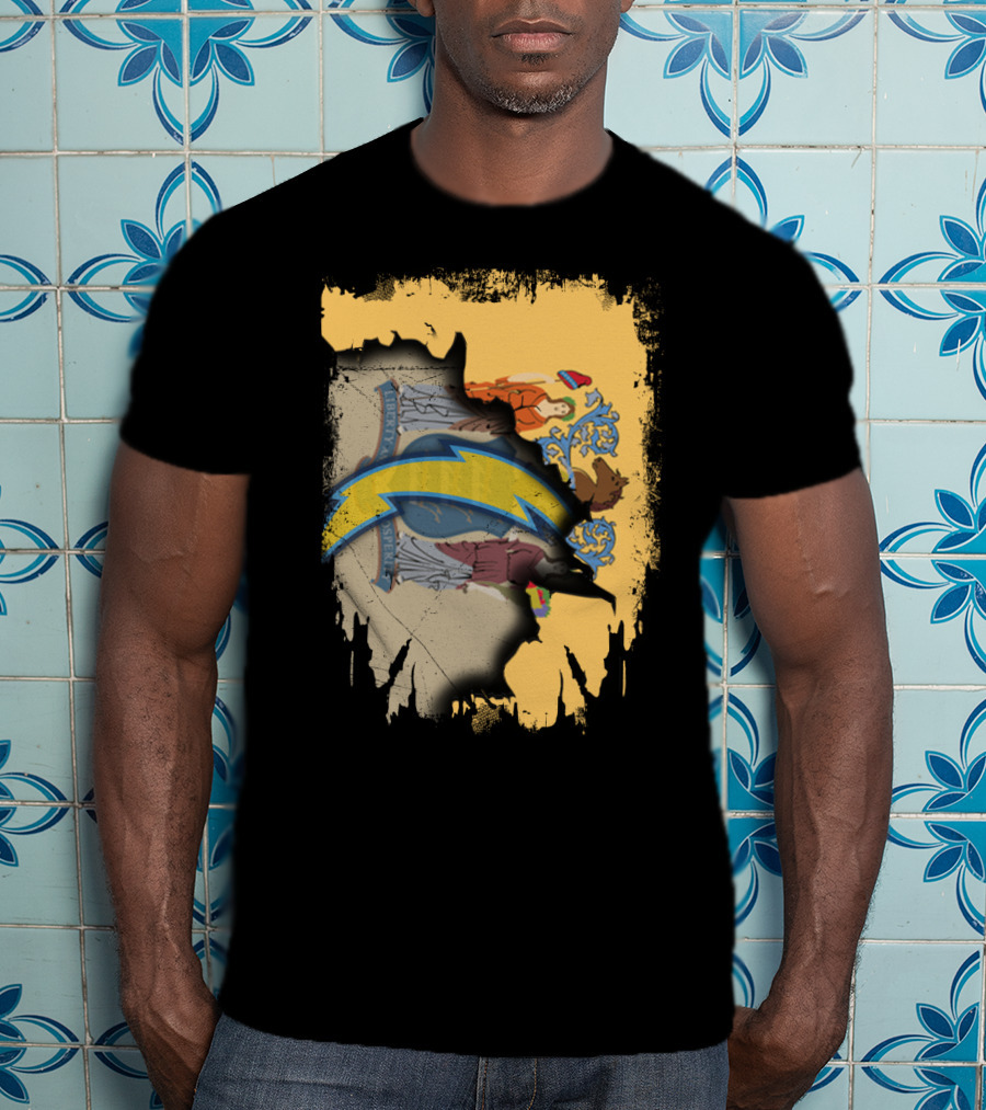 New Jersey Crest With Chargers Lightning Bolt Emblem T-Shirt