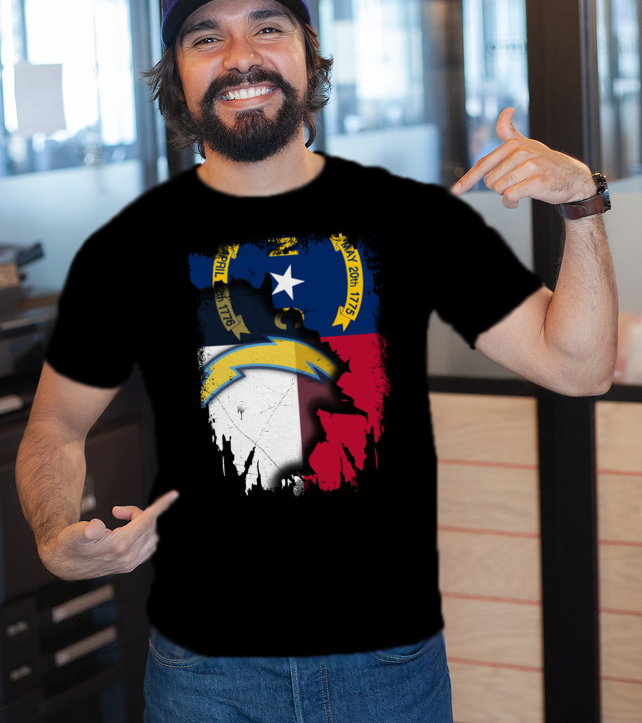 Together North Carolina State Flag With Los Angeles Chargers T-Shirt