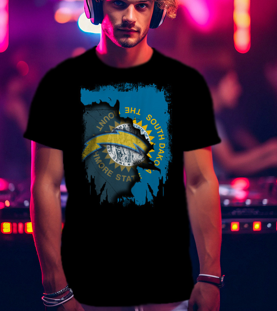 South Dakota With Chargers And The Mount Rushmore State Seal T-Shirt