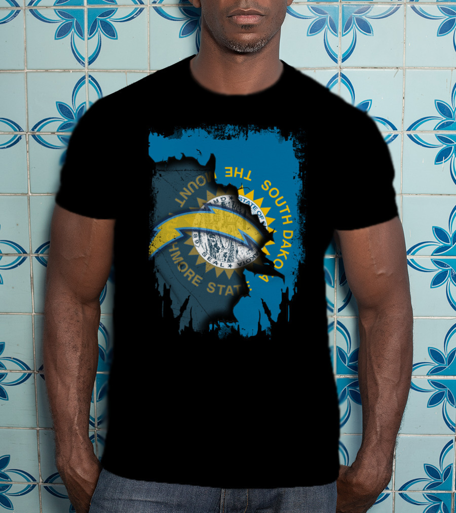 South Dakota With Chargers And The Mount Rushmore State Seal T-Shirt