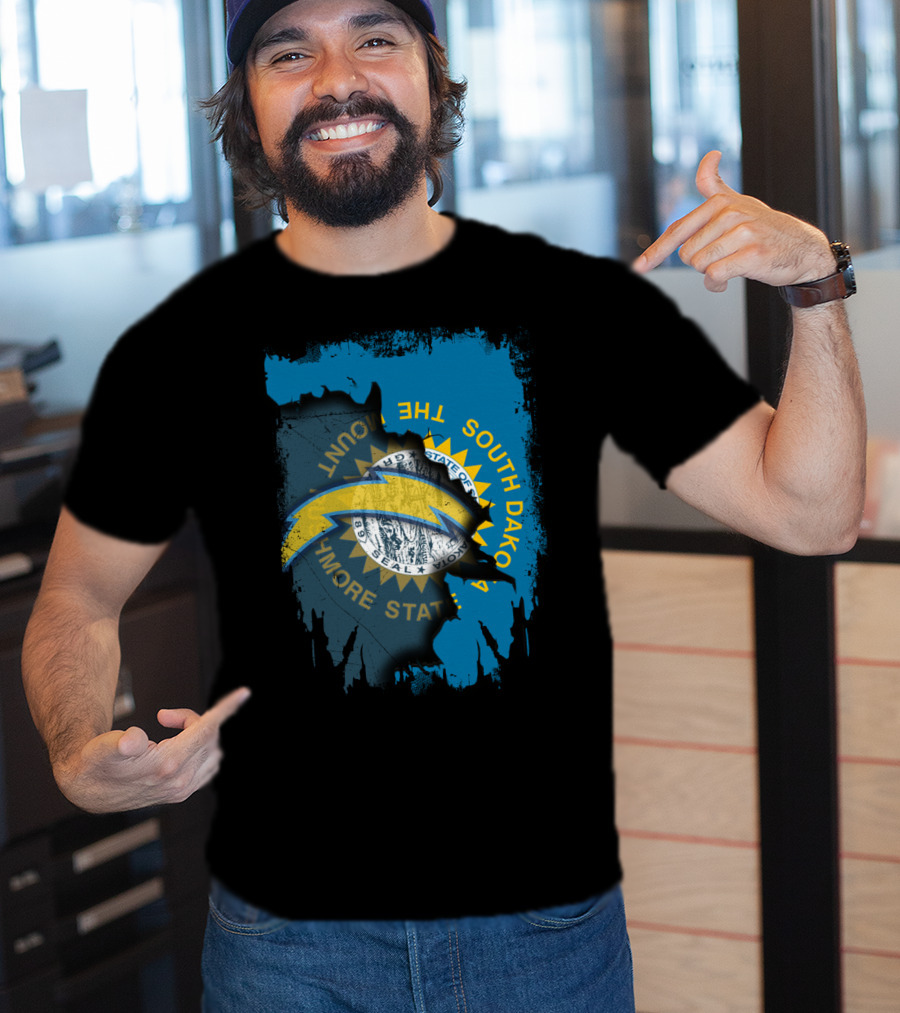 South Dakota With Chargers And The Mount Rushmore State Seal T-Shirt