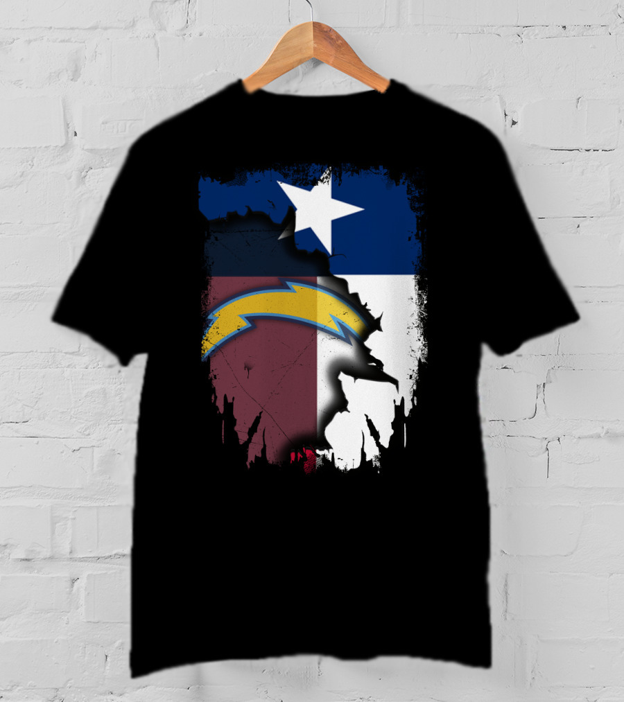 Together Texas With Chargers Lone Star Flag T-Shirt