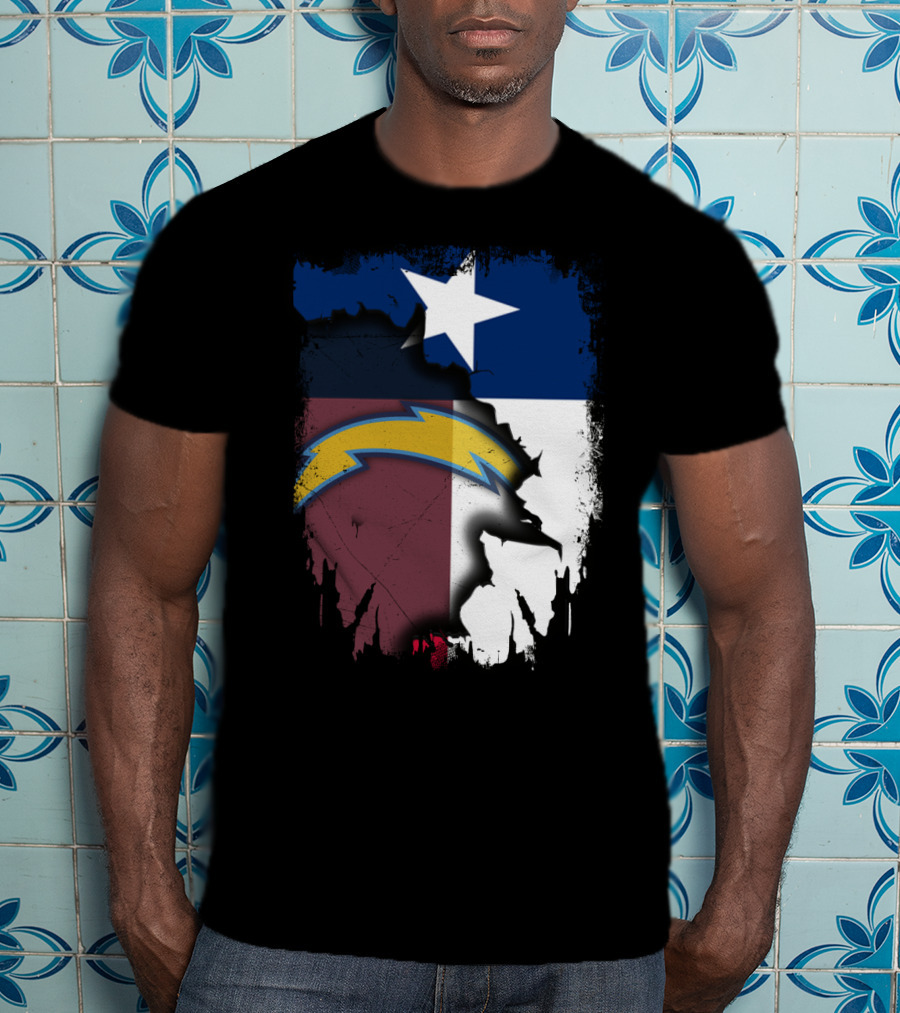 Together Texas With Chargers Lone Star Flag T-Shirt