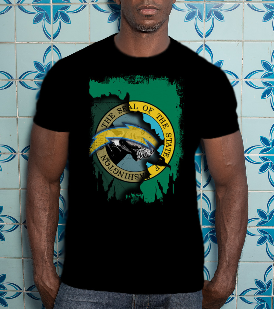 Washington State Seal With Chargers Lightning Bolt Integration T-Shirt