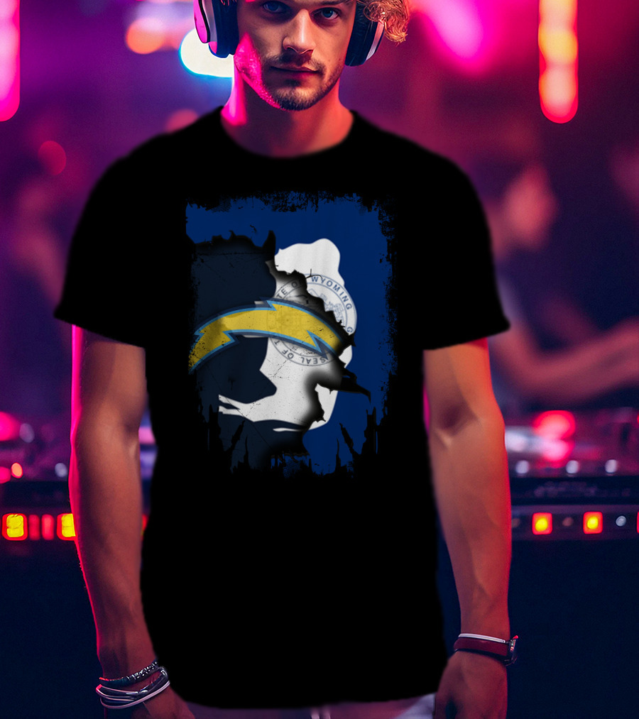 Together Wyoming Chargers Buffalo Silhouette Flag T-Shirt