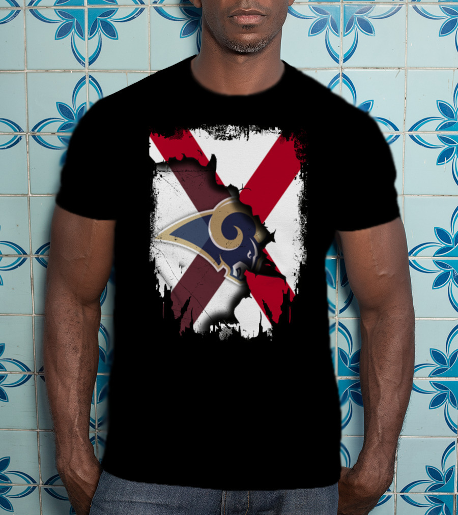 Alabama Flag With Rams Logo Together T-Shirt