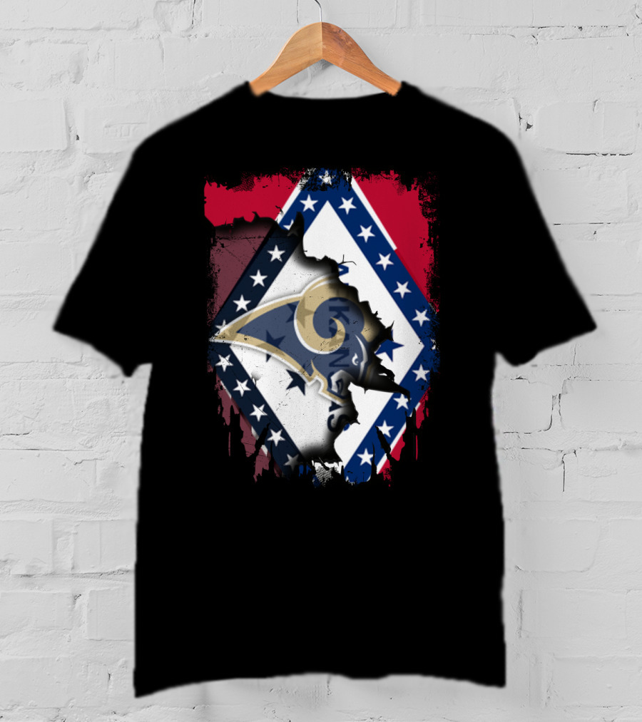 Arkansas Flag With Los Angeles Rams Logo Together T-Shirt