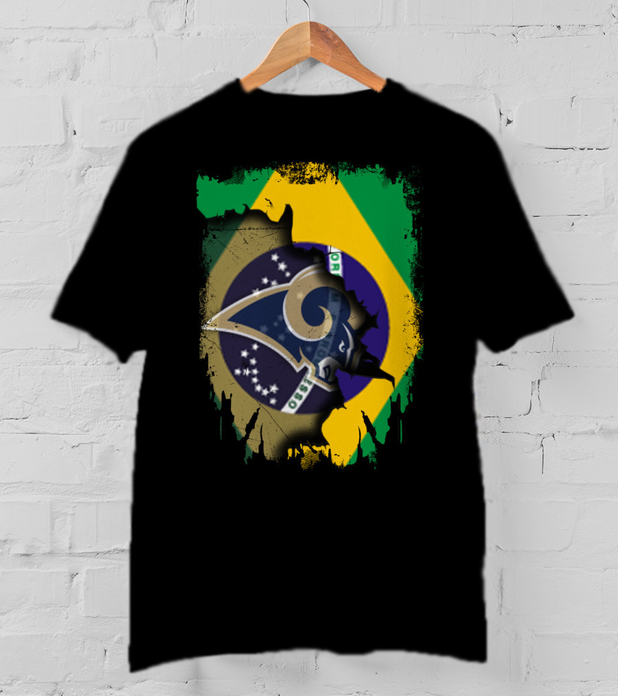 Rams Logo Intertwined With Brazilian Flag T-Shirt