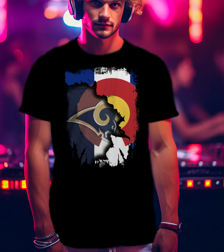 Together Colorado With Rams Logo And Colorado Flag Fusion T-Shirt