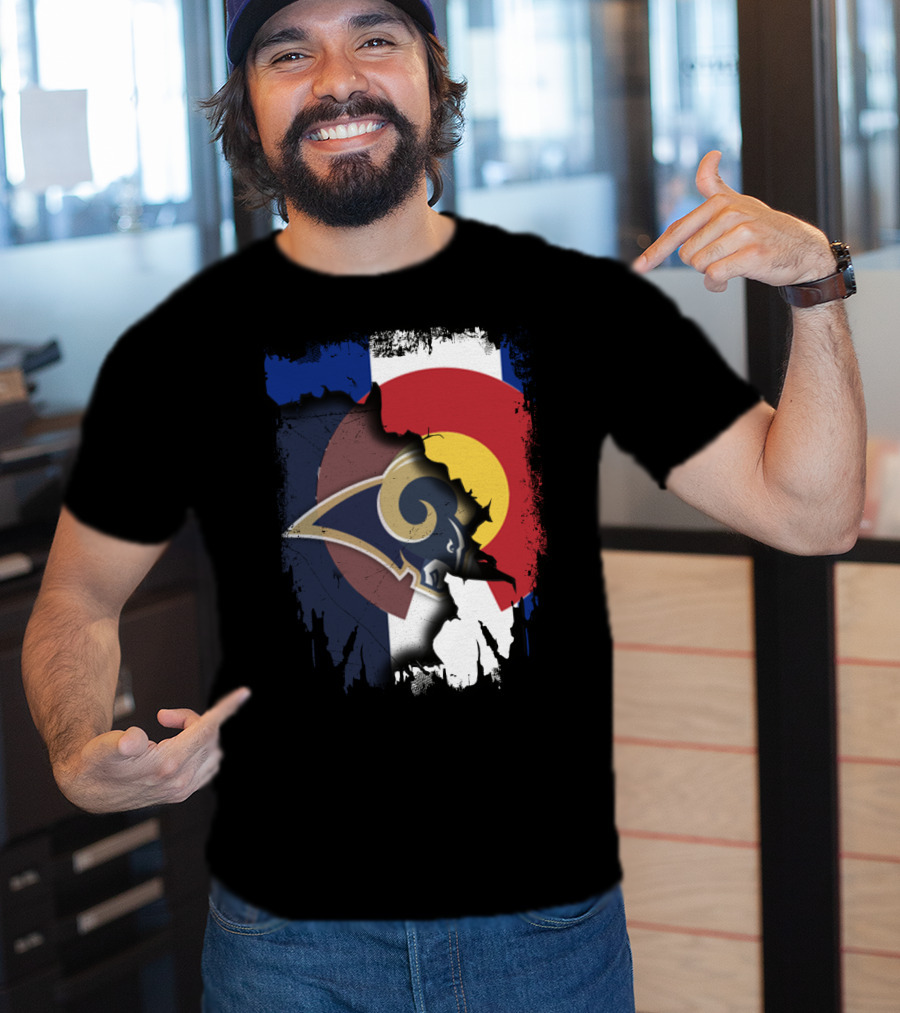 Together Colorado With Rams Logo And Colorado Flag Fusion T-Shirt
