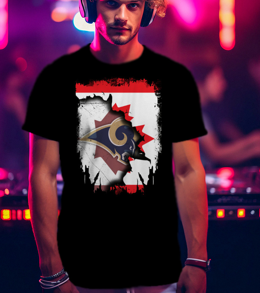 Canada With Los Angeles Rams Logo Integration T-Shirt