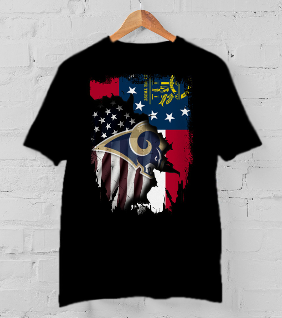 Together Georgia Rams American Flag Grunge T-Shirt