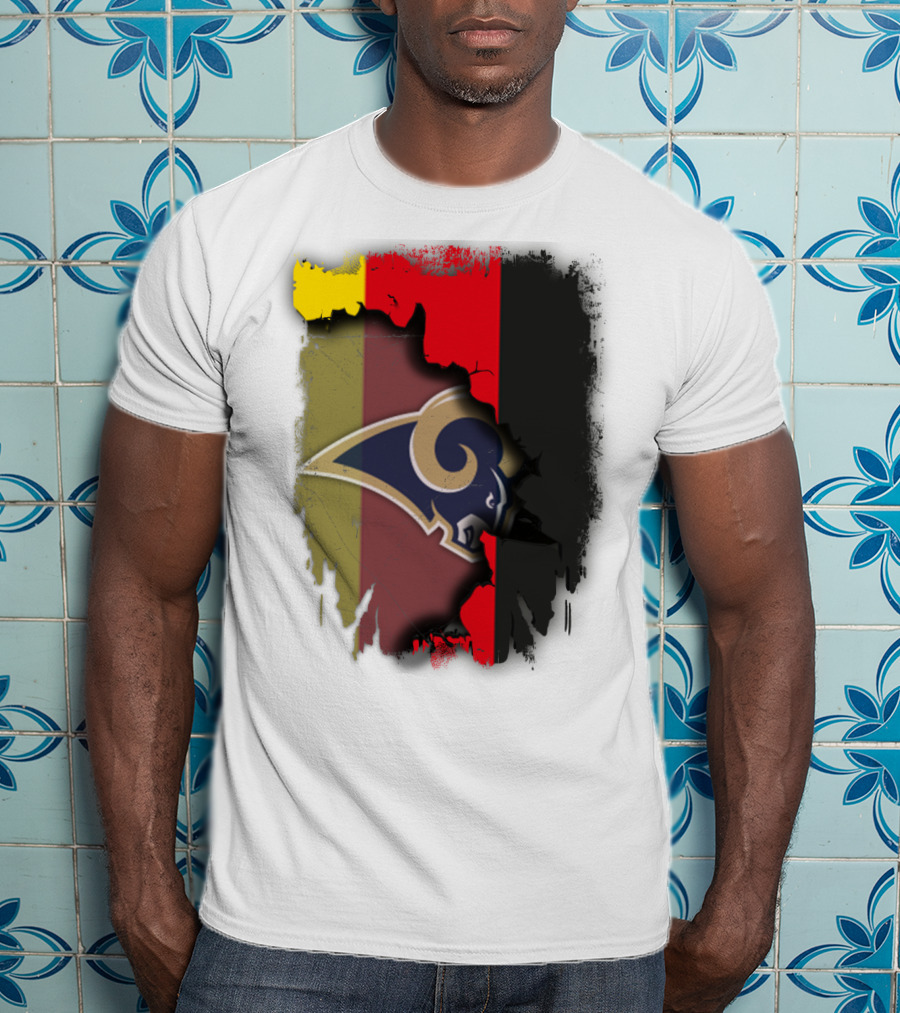 Germany Flag Grunge Style With Rams NFL Team T-Shirt