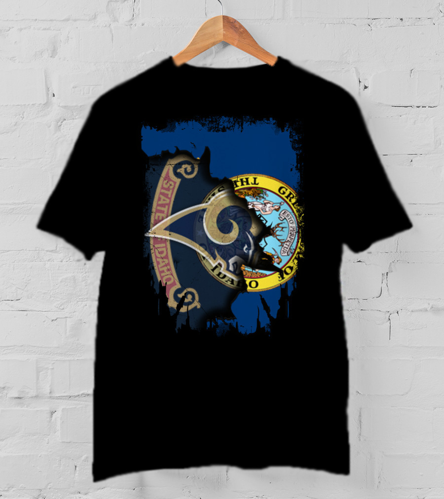 State Of Idaho Rams Flag Fusion T-Shirt