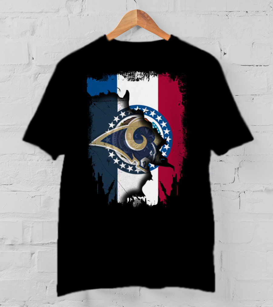 Missouri Rams Together With Flag And Stars T-Shirt