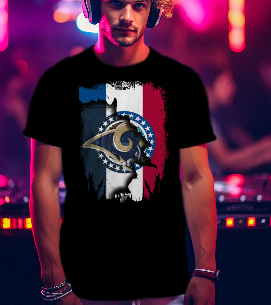 Missouri Rams Together With Flag And Stars T-Shirt