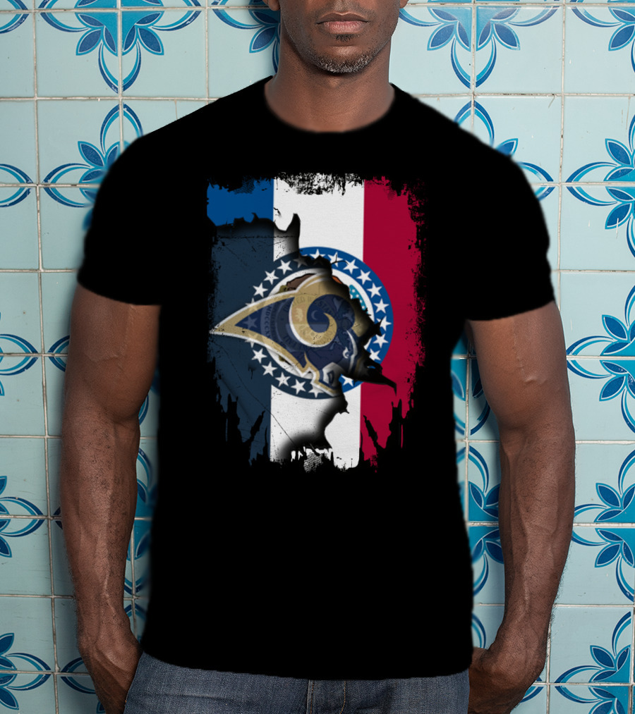 Missouri Rams Together With Flag And Stars T-Shirt