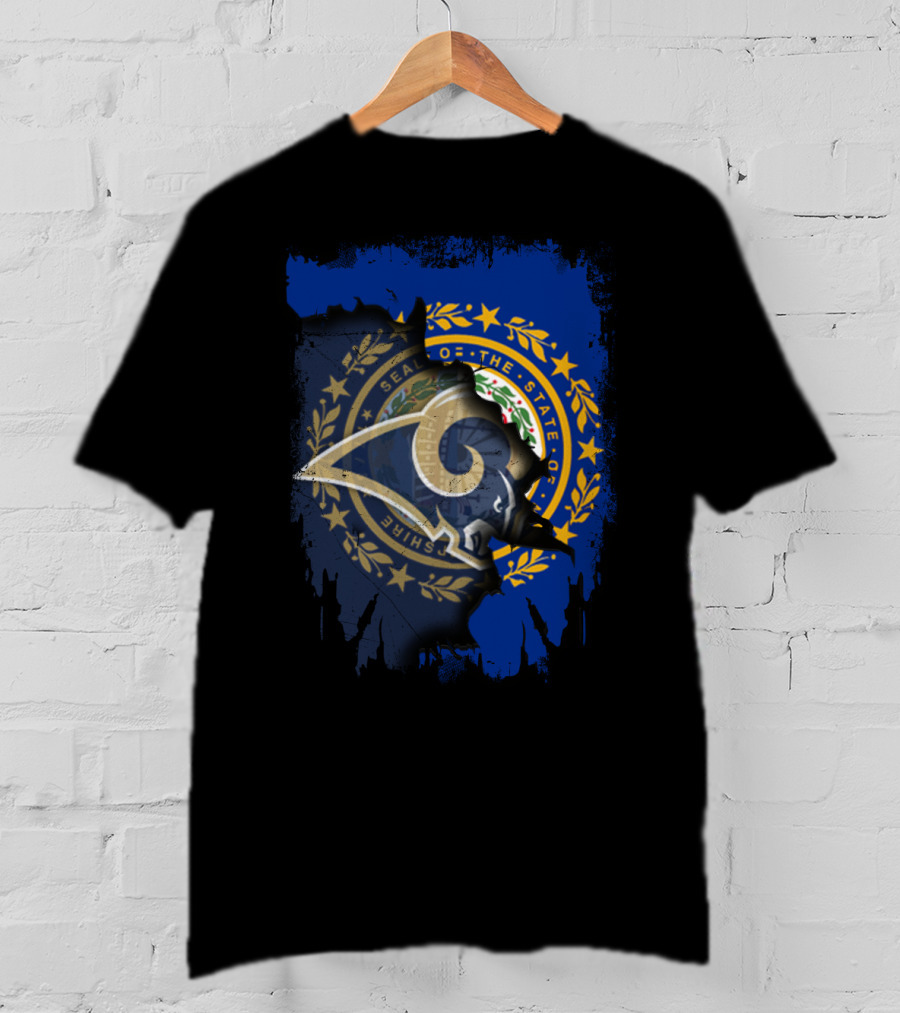 New Hampshire State Seal And Rams Logo Fusion T-Shirt