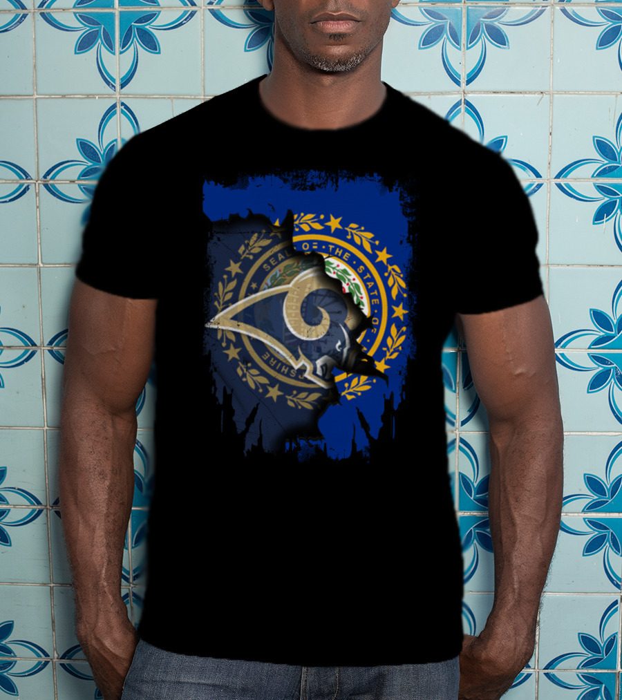 New Hampshire State Seal And Rams Logo Fusion T-Shirt