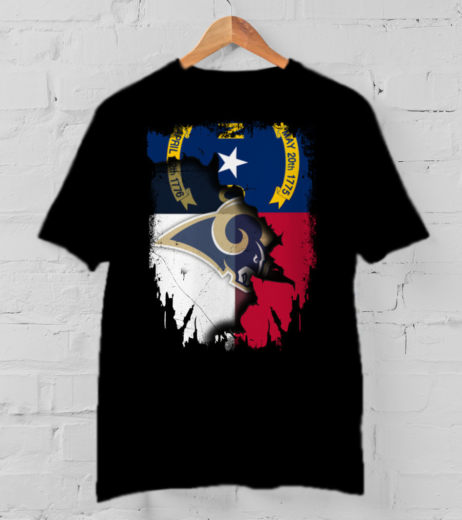 North Carolina State Flag With Rams Logo And Star Element T-Shirt