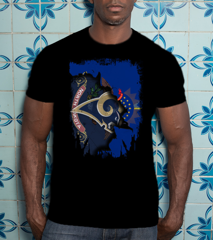 North Dakota Rams United State Flag Fusion T-Shirt