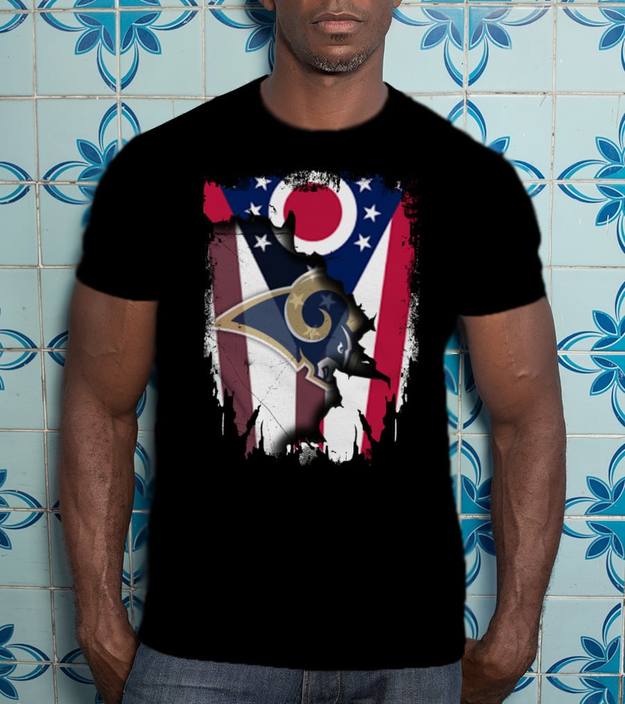 Ohio Pride With Rams Logo In Grunge T-Shirt