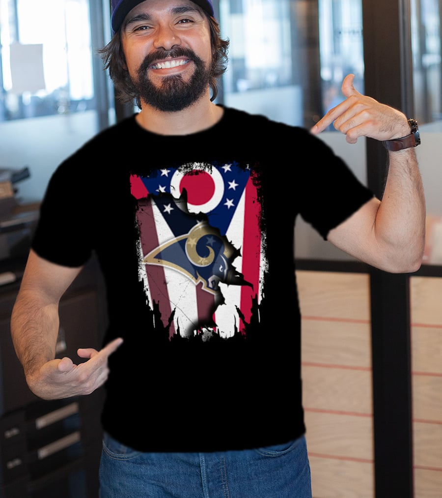 Ohio Pride With Rams Logo In Grunge T-Shirt