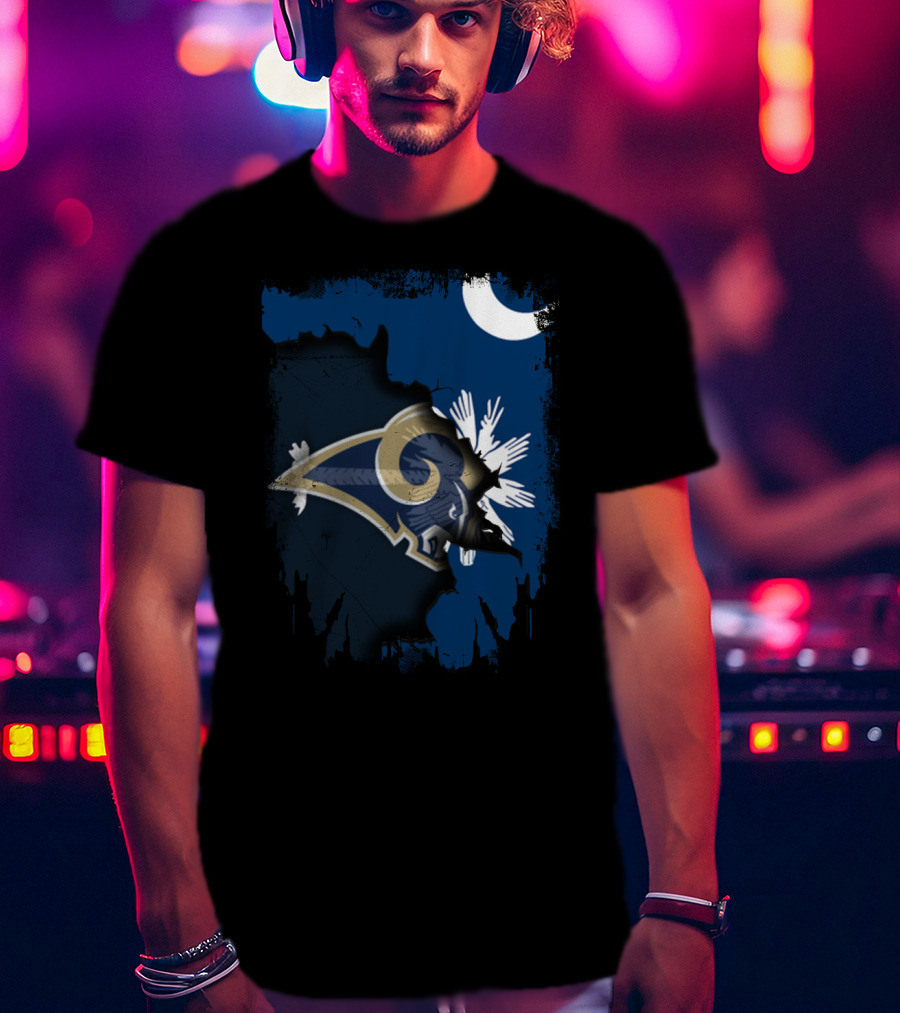 South Carolina Rams Inspired Moon And Palmetto Iconic Mashup T-Shirt