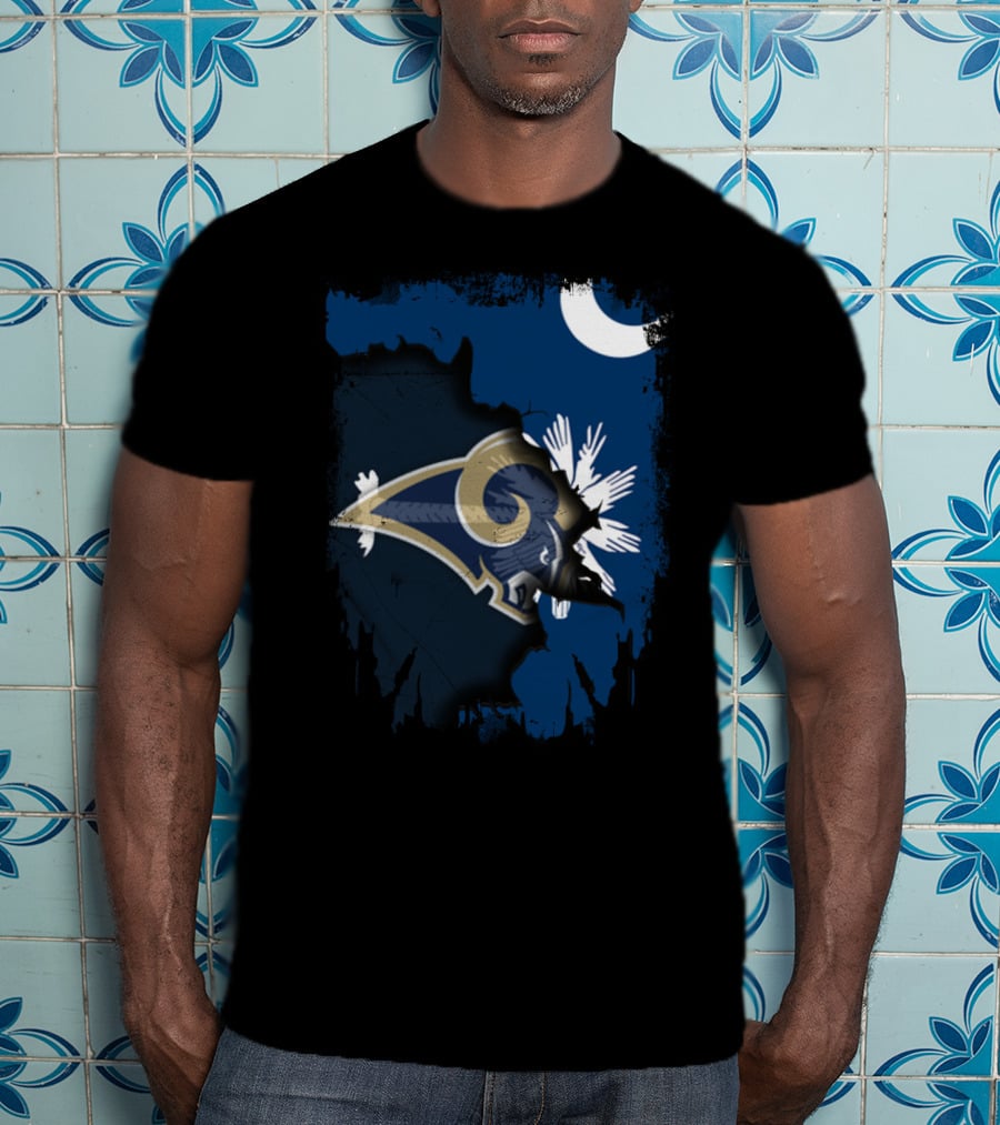 South Carolina Rams Inspired Moon And Palmetto Iconic Mashup T-Shirt