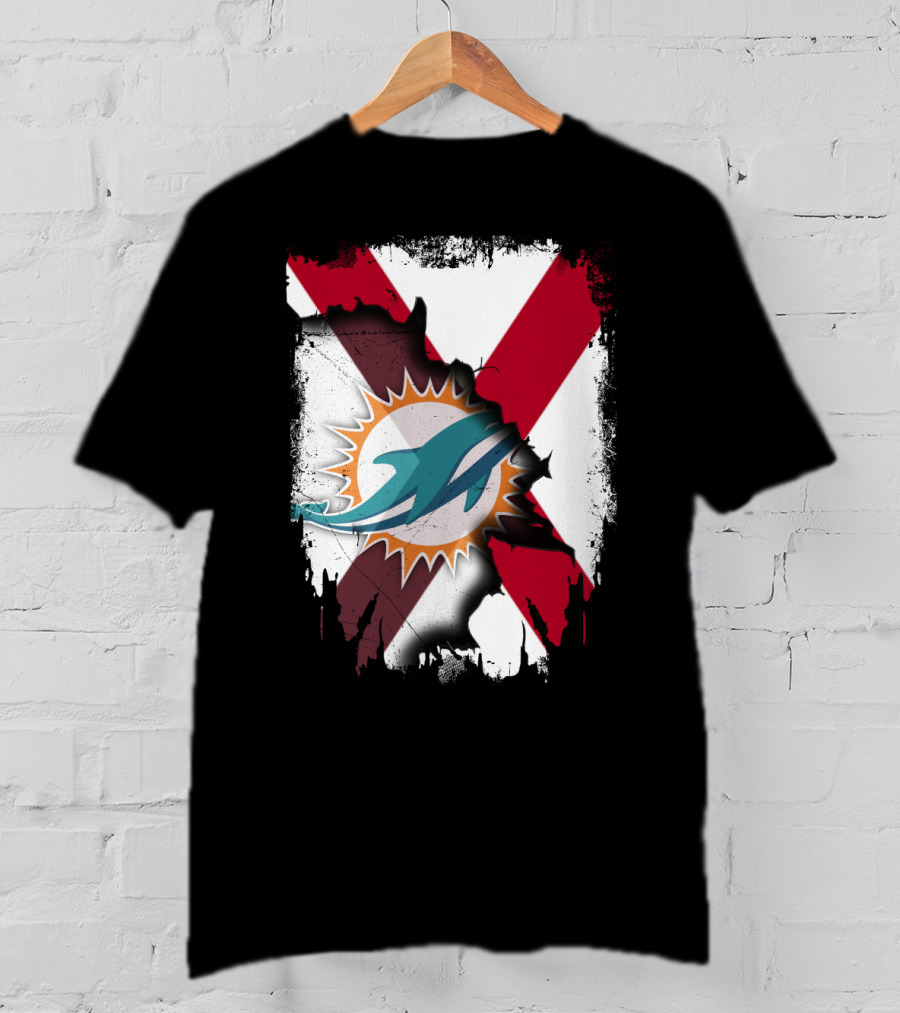 Alabama Miami Dolphins X Grunge Symbol Collaboration T-Shirt