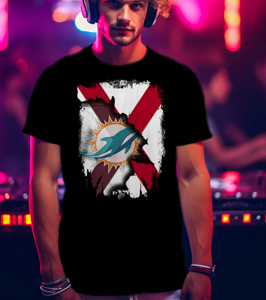 Alabama Miami Dolphins X Grunge Symbol Collaboration T-Shirt