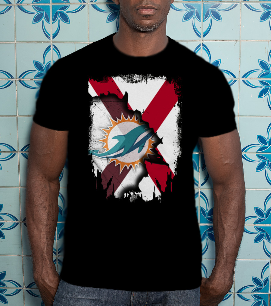 Alabama Miami Dolphins X Grunge Symbol Collaboration T-Shirt