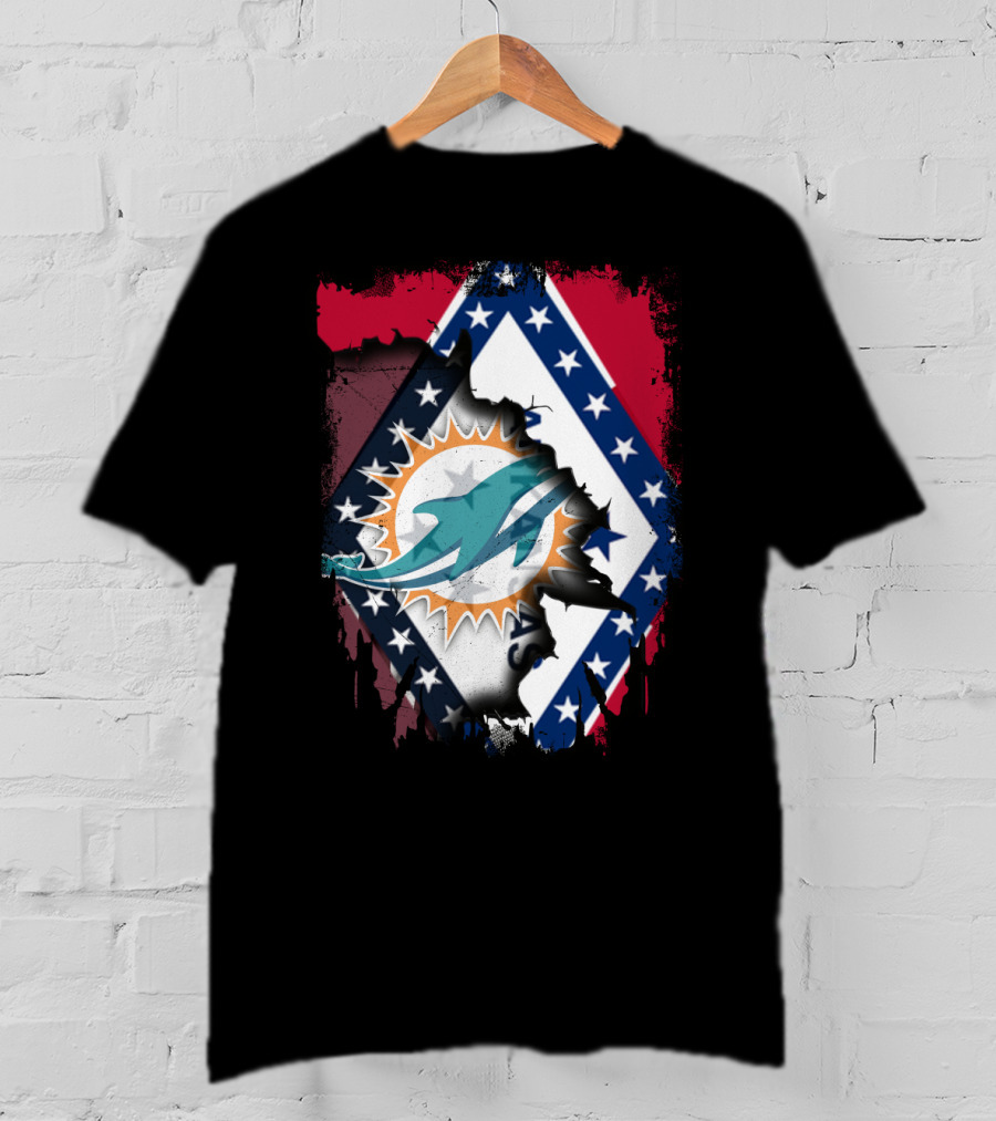 Arkansas Flag With Miami Dolphins T-Shirt