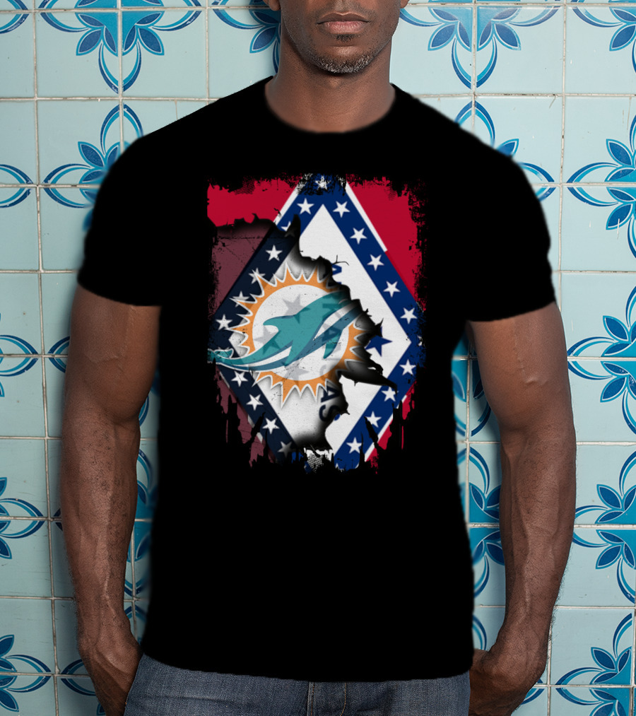 Arkansas Flag With Miami Dolphins T-Shirt