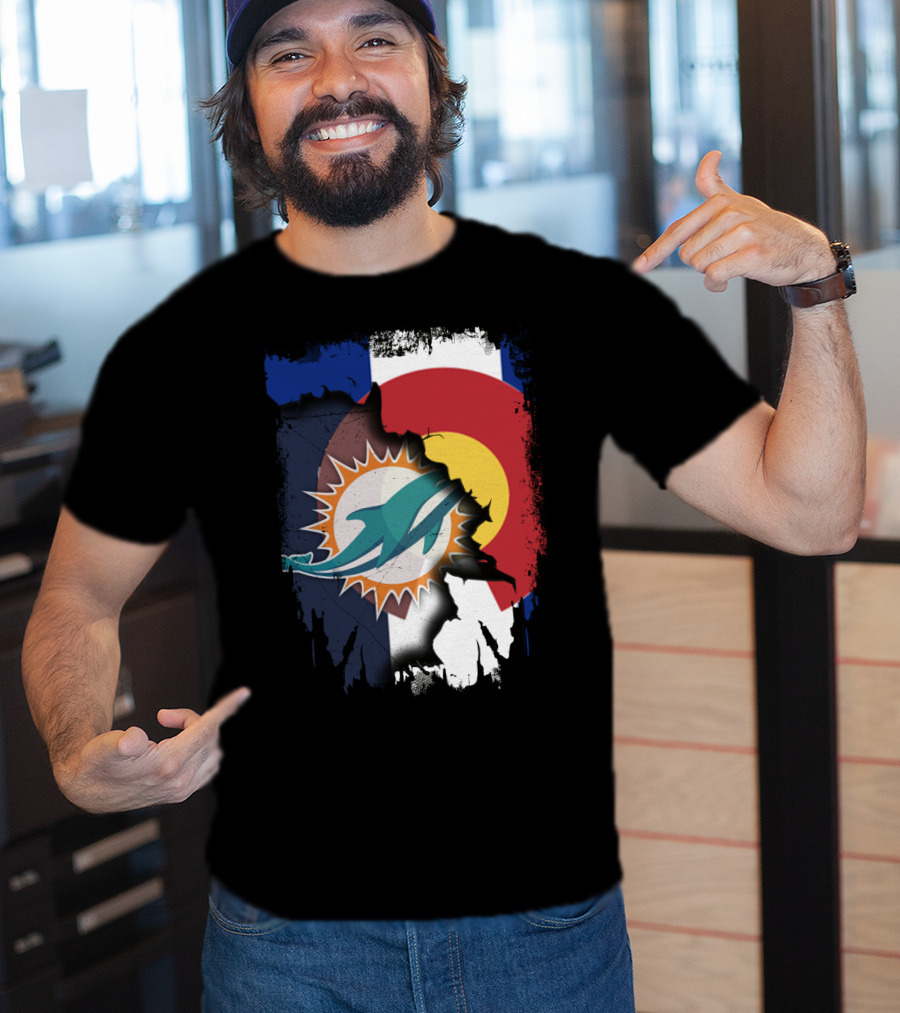 Together Colorado With Miami Dolphins And Colorado Flag Elements T-Shirt