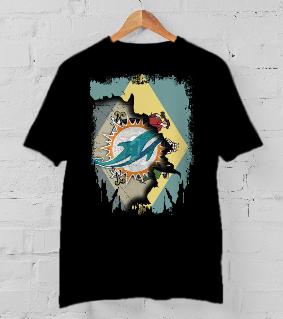 Delaware Dolphins Football Flag Fusion T-Shirt