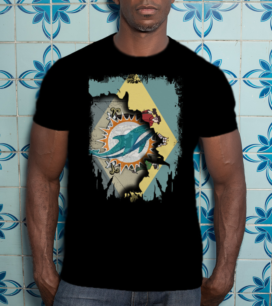 Delaware Dolphins Football Flag Fusion T-Shirt