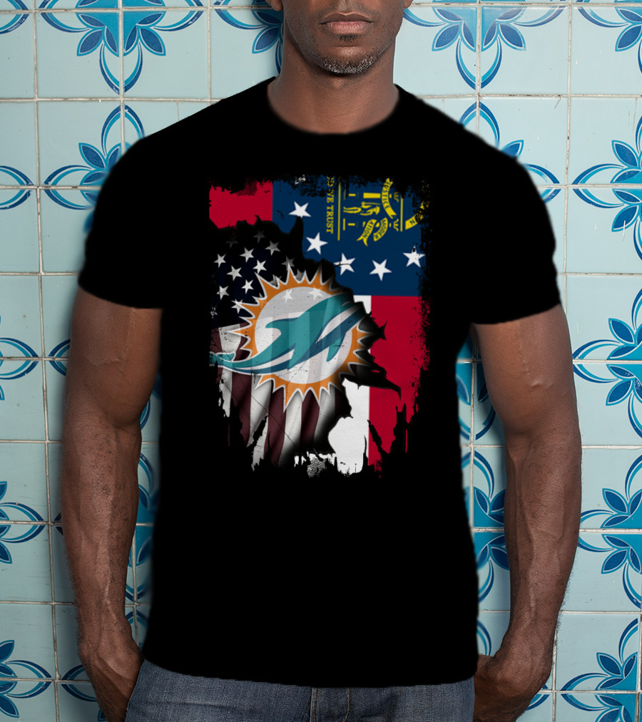 Georgia Flag Dolphins Uniting Together T-Shirt