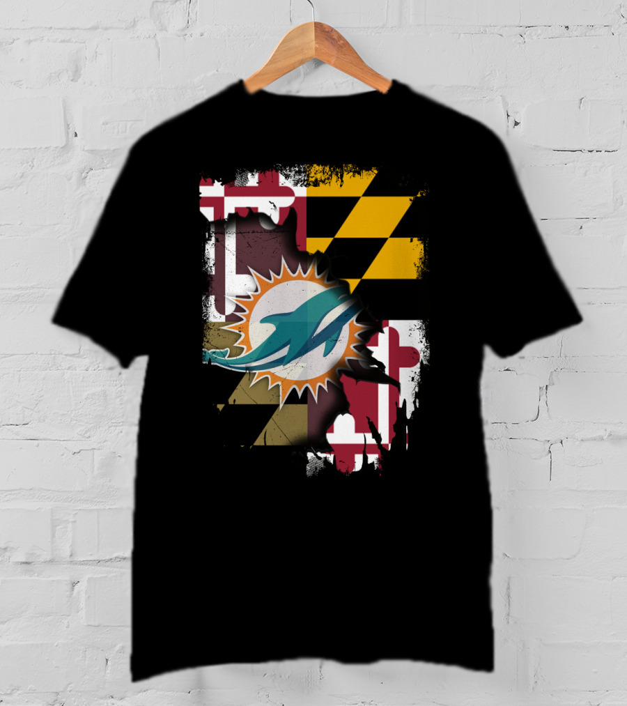 Together Maryland Dolphins Maryland Flag Fusion T-Shirt
