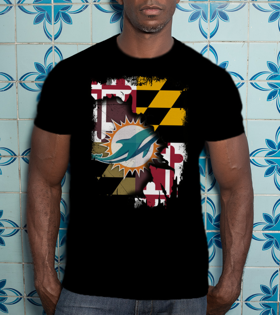 Together Maryland Dolphins Maryland Flag Fusion T-Shirt