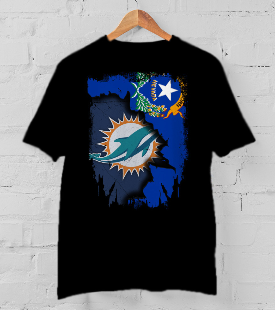 Nevada Dolphins Logo Fusion With State Flag T-Shirt
