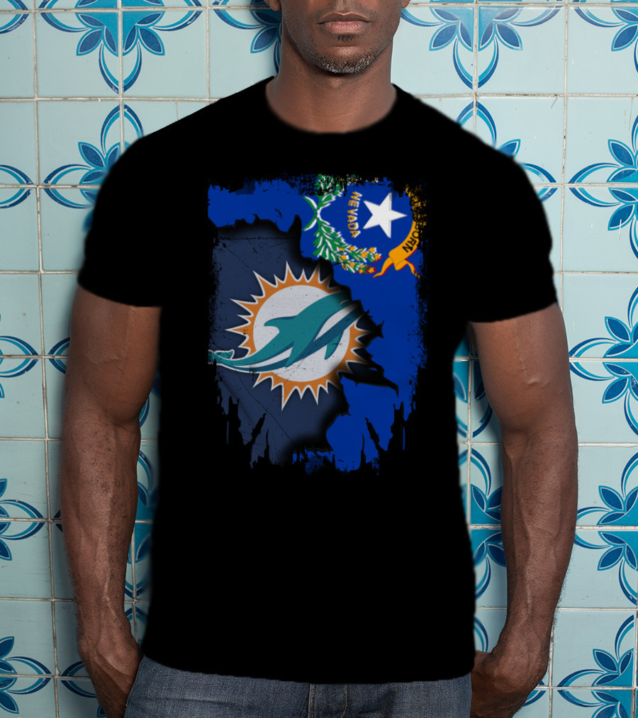 Nevada Dolphins Logo Fusion With State Flag T-Shirt