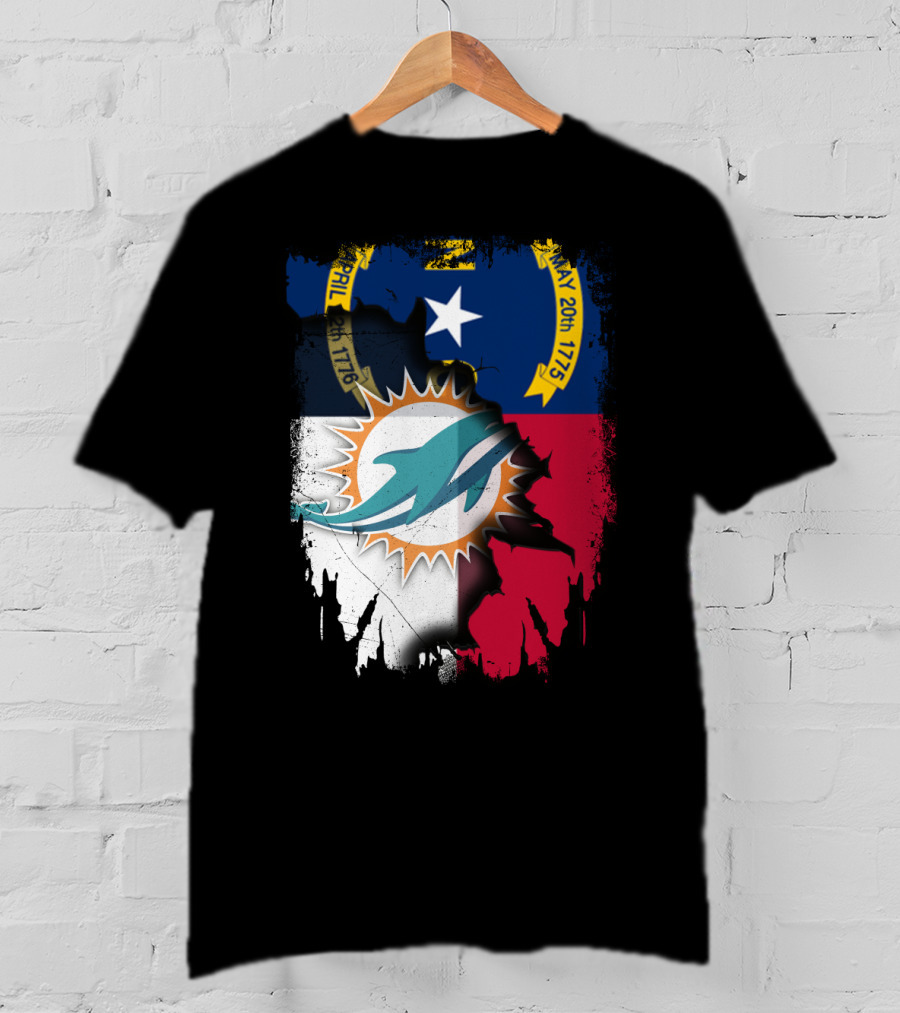 North Carolina Flag Dolphins Miami Connection T-Shirt