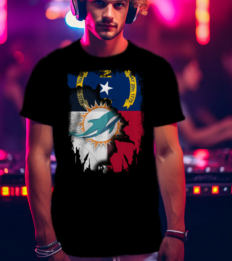 North Carolina Flag Dolphins Miami Connection T-Shirt